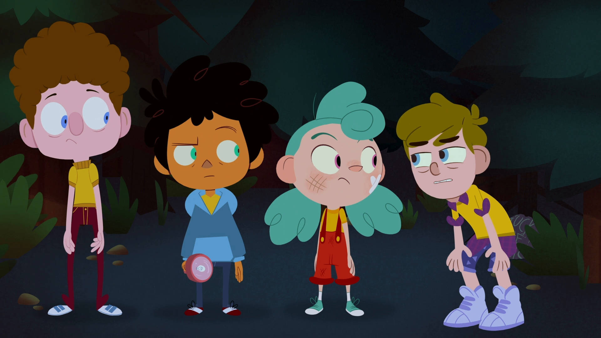 Camp Camp, kids, dark forest, Full HD Desktop Wallpaper