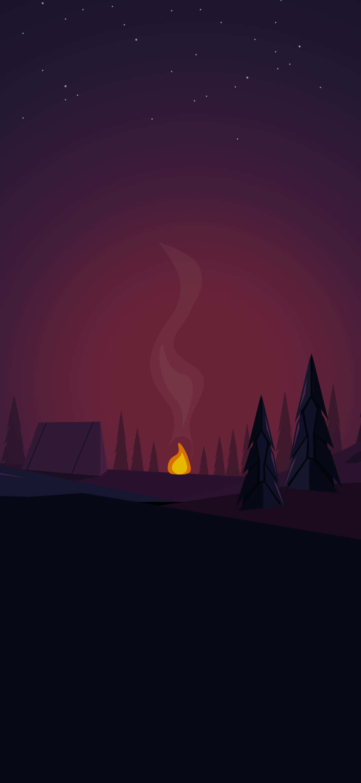 Camp Camp, bonfire, starry twilight sky, 2K Phone Wallpaper