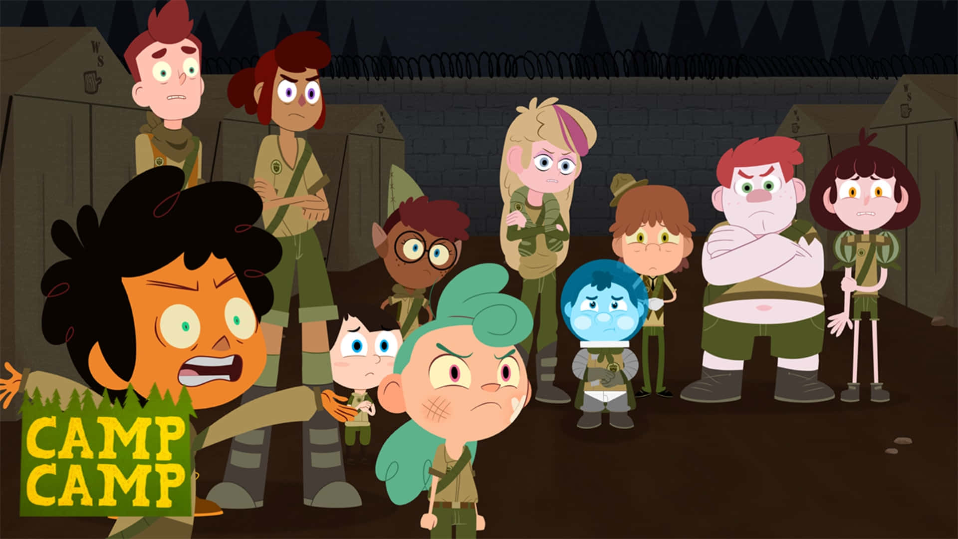 Camp Camp, green uniforms, barbed wire, Full HD Desktop Wallpaper