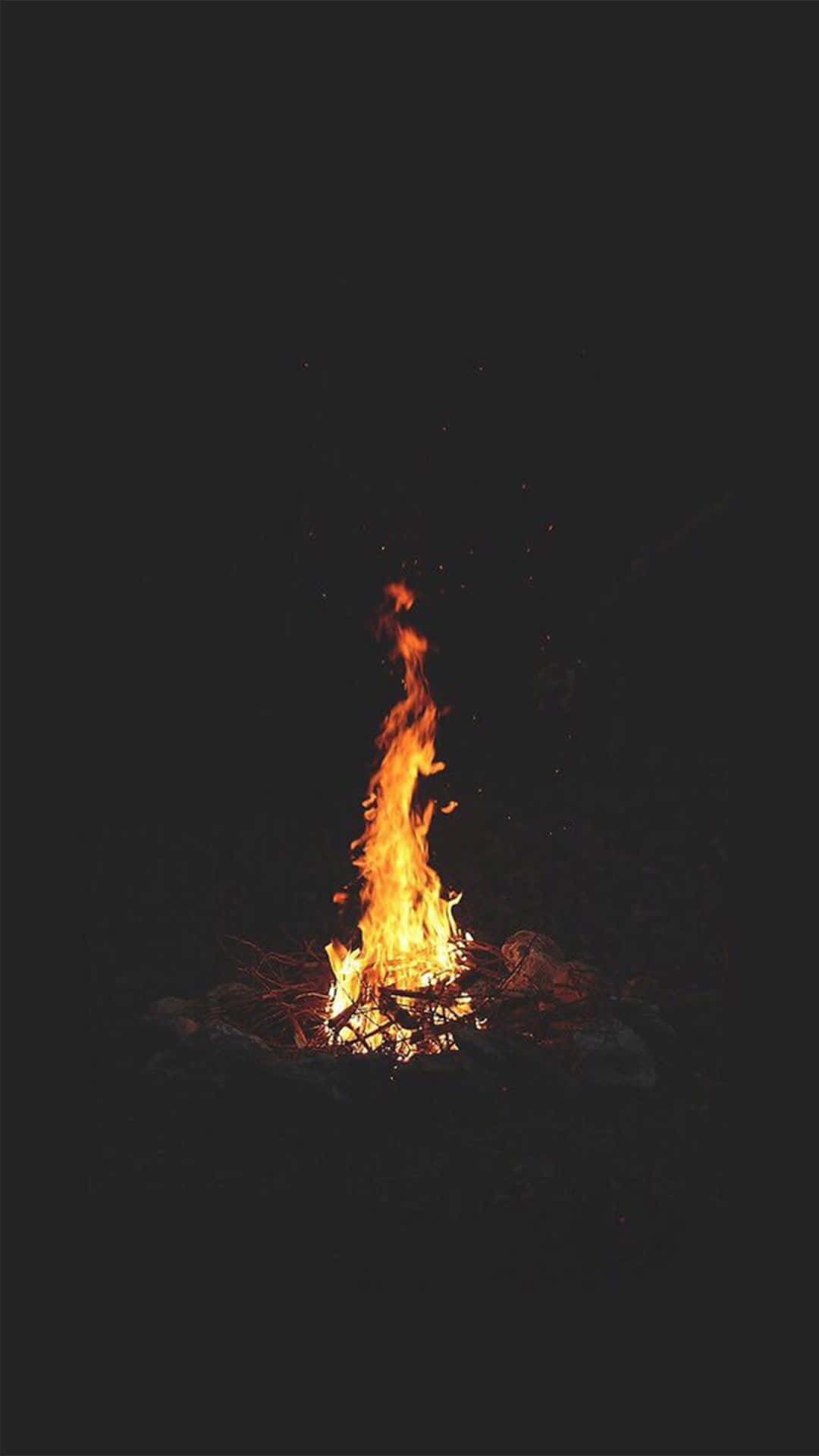 blazing campfire, dark night, orange flames, Full HD Phone Wallpaper