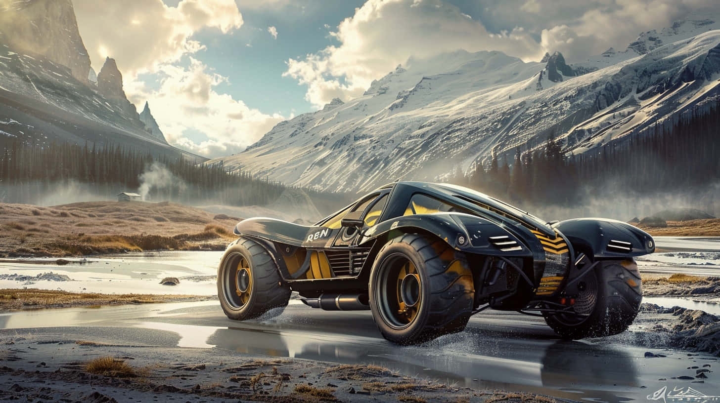 Can Am, black and yellow, futuristic offroad vehicle, HD Desktop Wallpaper