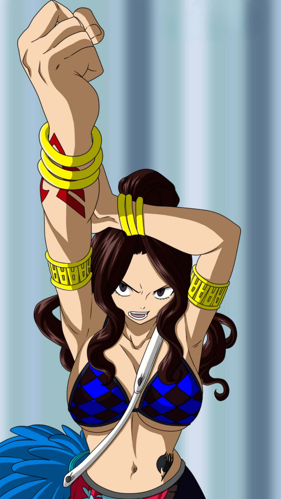 Cana Alberona, dark hair, yellow arm bands, Full HD Phone Wallpaper