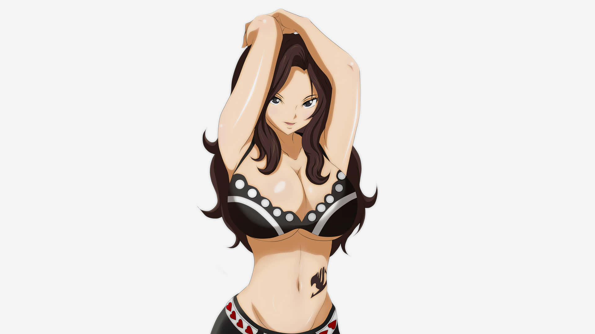 Cana Alberona, long dark hair, black bikini with white trim, Full HD Desktop Wallpaper