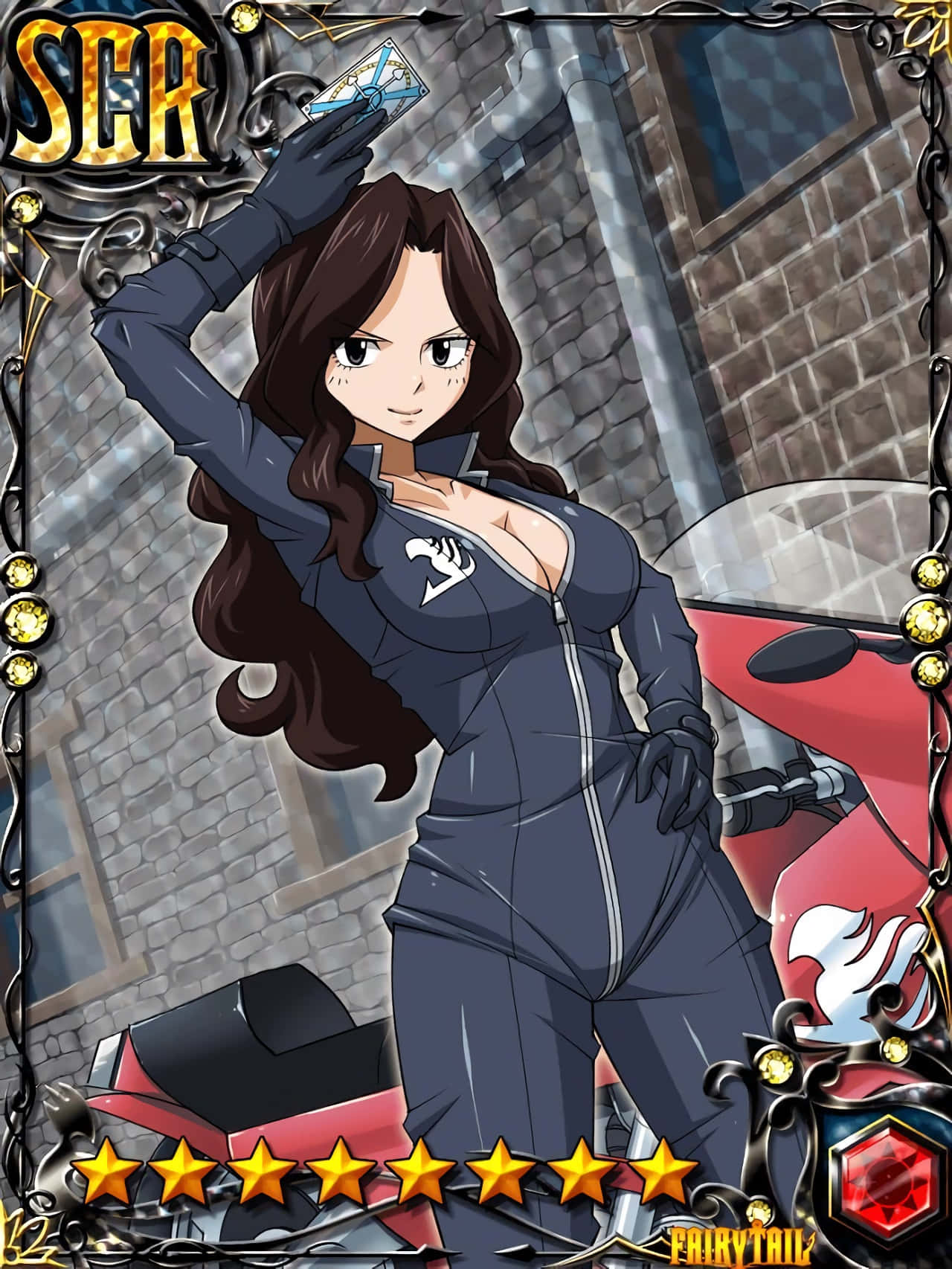 Cana Alberona, dark blue jumpsuit, red motorcycle, HD Phone Wallpaper