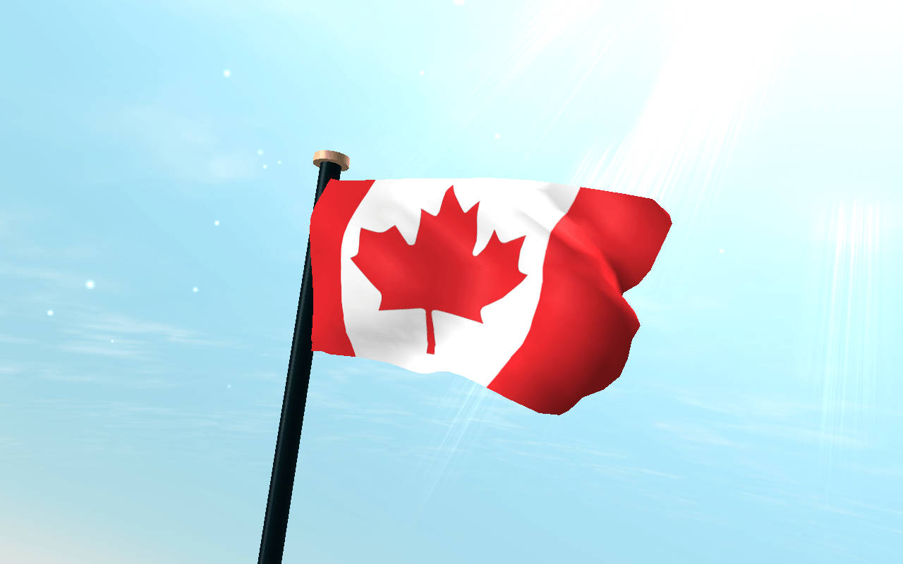 Canada flag, red maple leaf, bright blue sky, HD Desktop Wallpaper