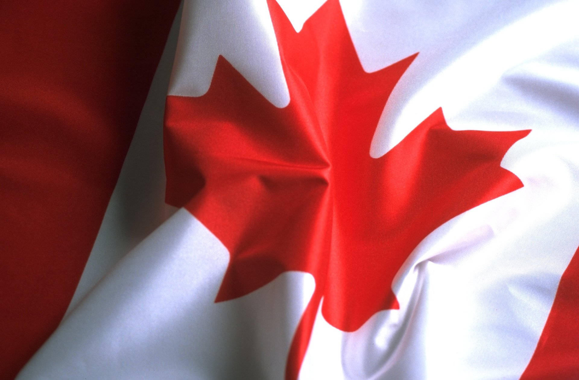 Canada flag, vibrant red maple leaf, white fabric, Full HD Desktop Wallpaper