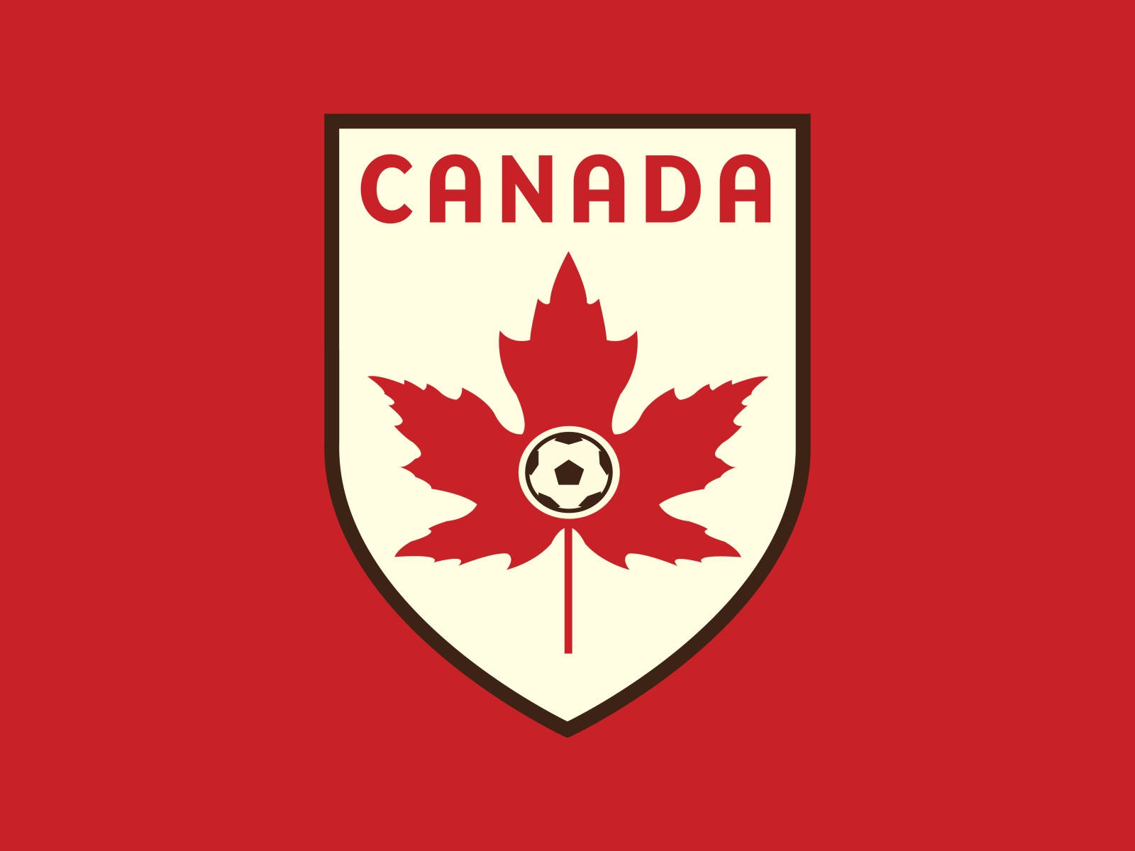 Canada National Football Team, red shield logo, maple leaf, HD Desktop Wallpaper