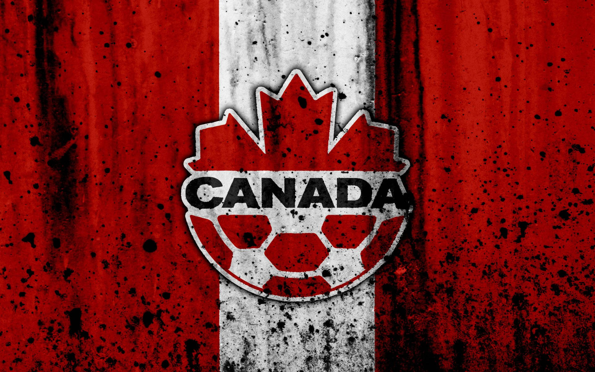 Canada National Football Team, distressed Canadian flag, soccer ball emblem, Full HD Desktop Wallpaper