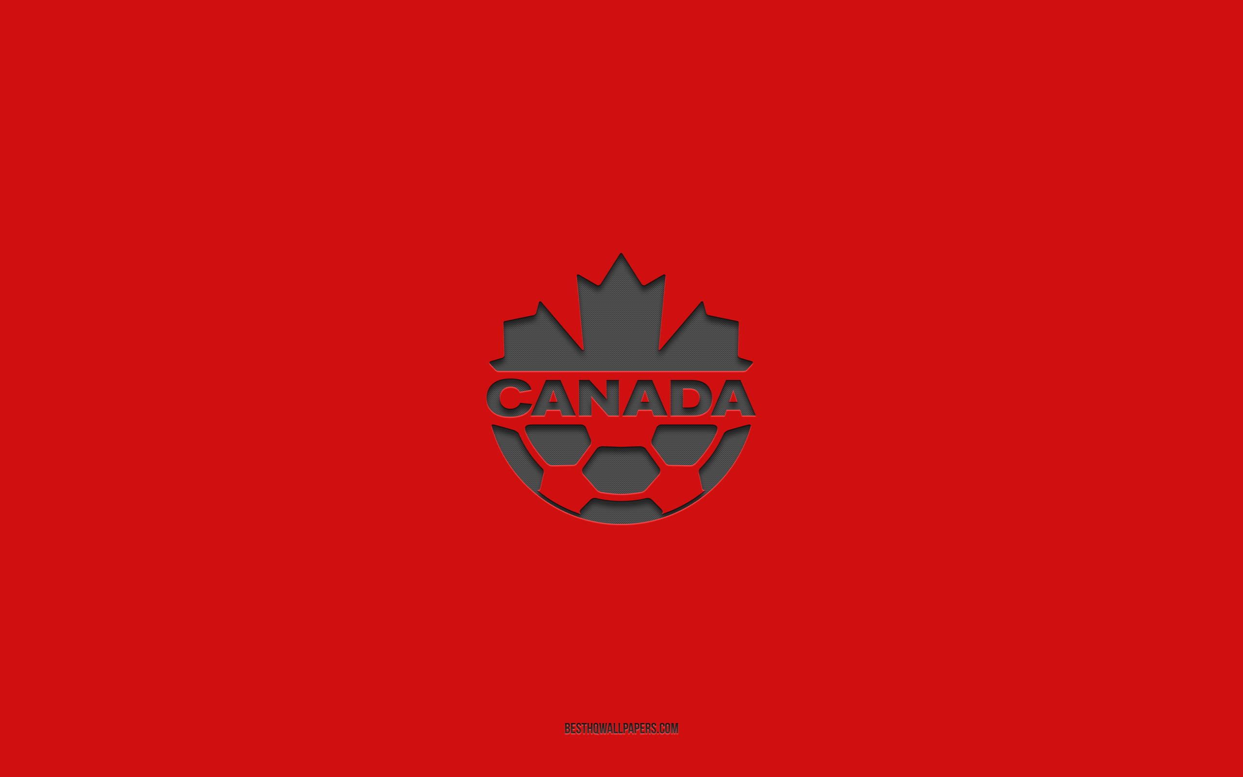 Canada National Football Team, red emblem, stylized grey maple leaf logo, 2K Desktop Wallpaper