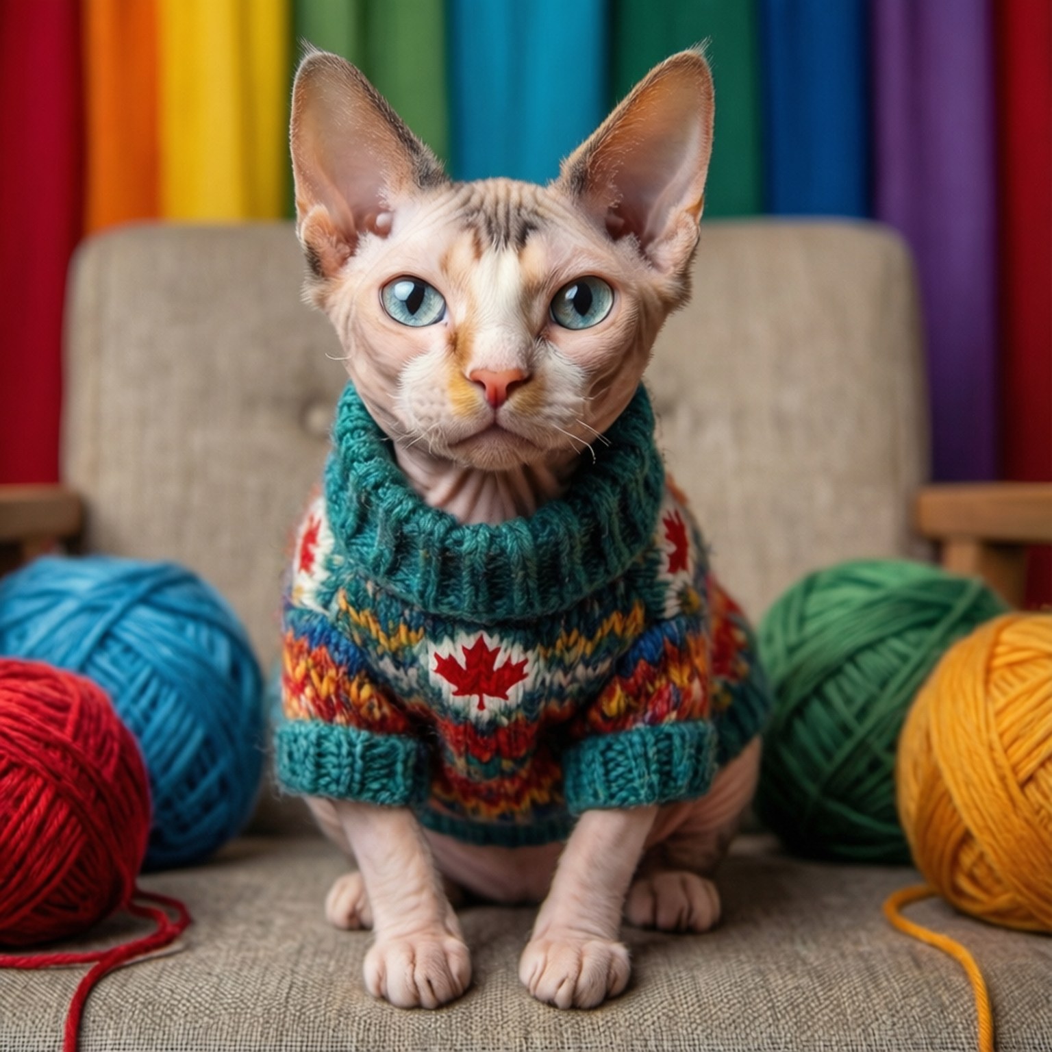 Sphynx, knitted sweater, yarn, HD Desktop Wallpaper