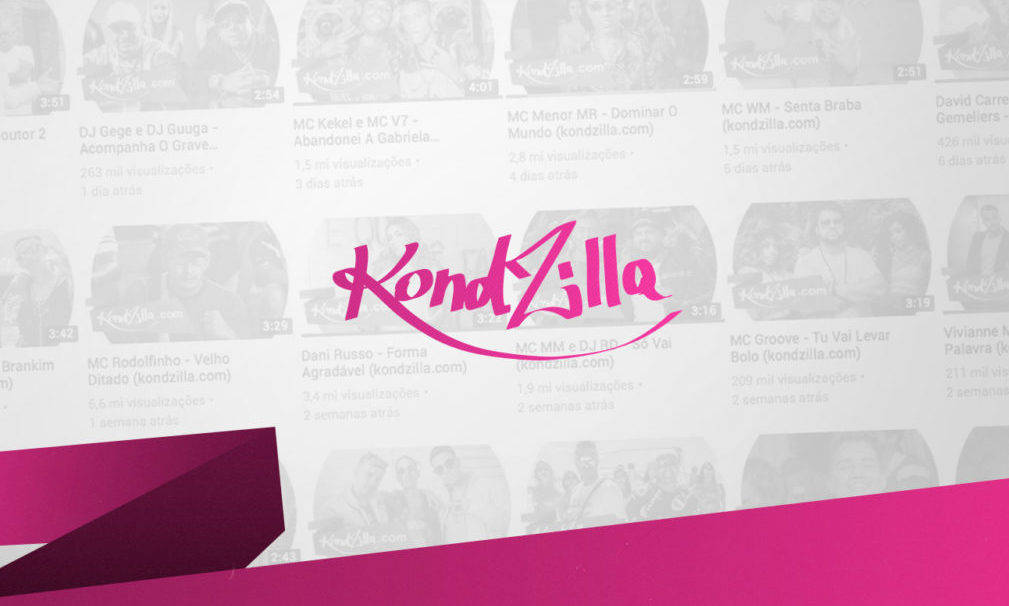 pink theme canal kondzilla, KondZilla logo, grid of blurred music video thumbnails, SD Desktop Wallpaper