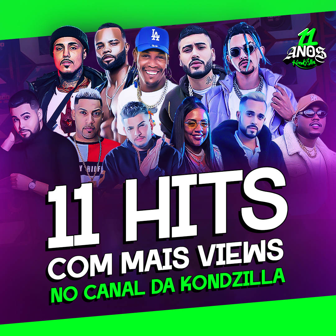 Canal Kondzilla, 11 most viewed hits, neon green and purple gradient, SD Desktop Wallpaper