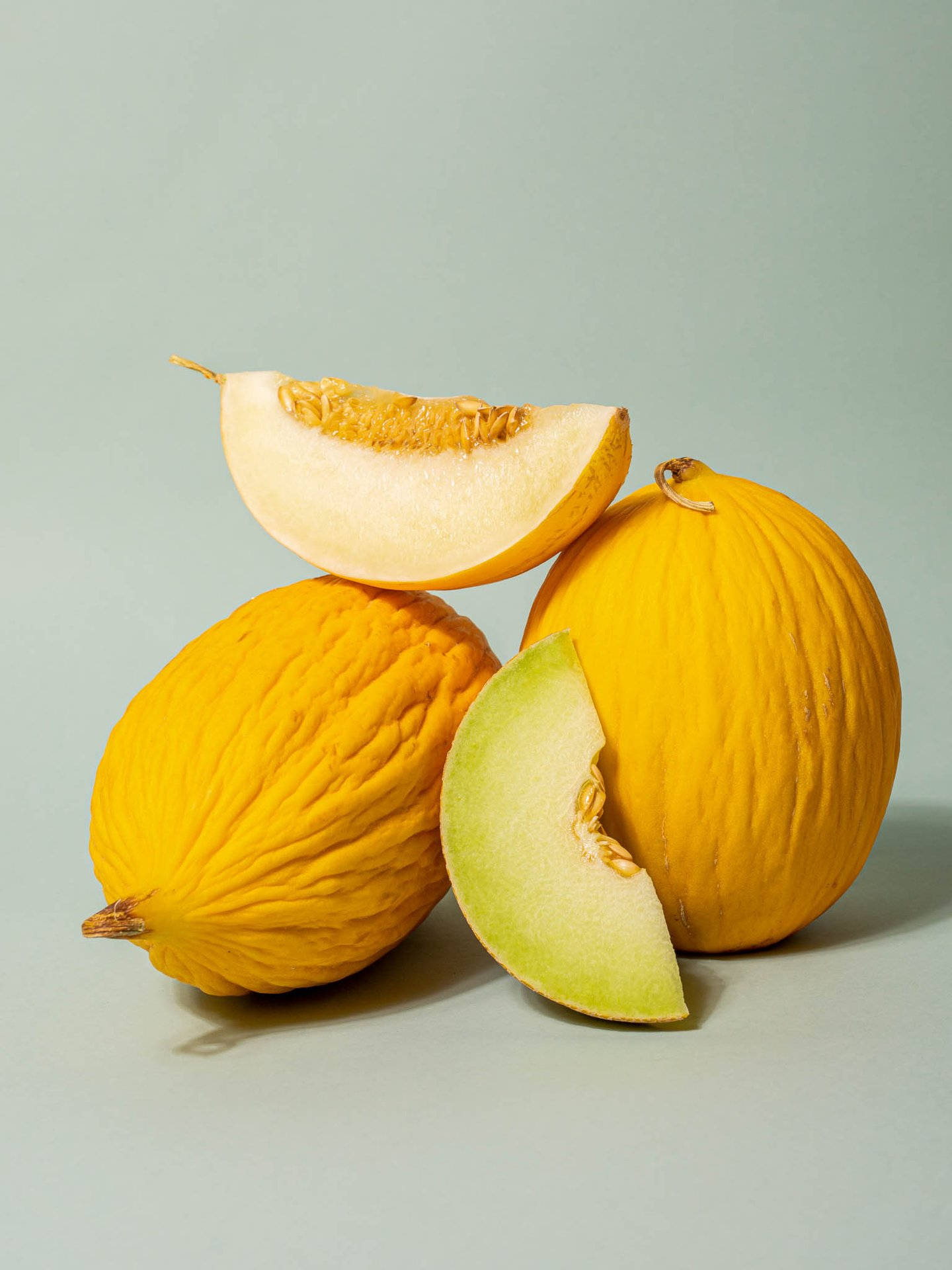 Canary Melon, textured orange rinds, pale green flesh, Full HD Phone Wallpaper