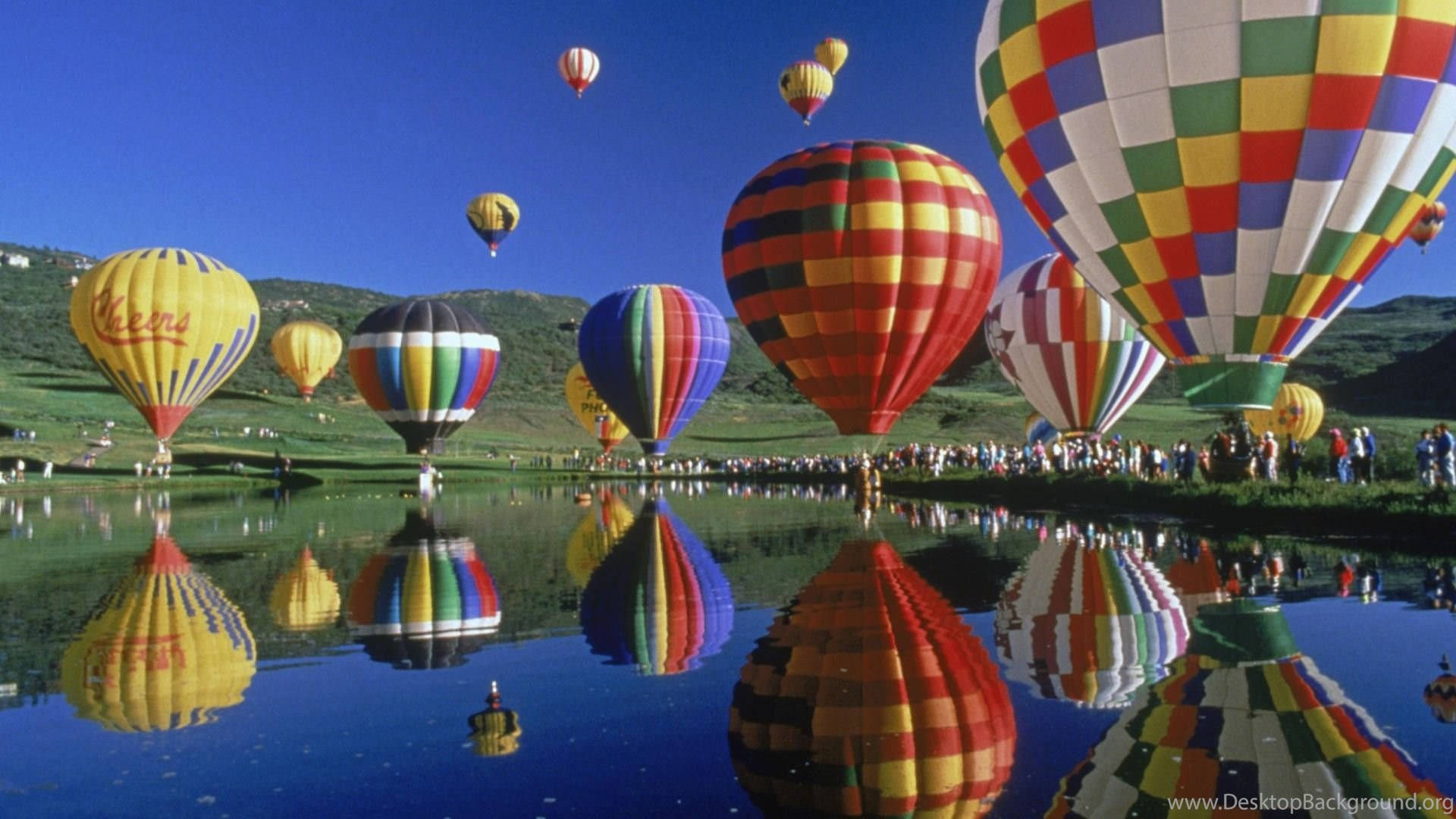 Canberra, colorful hot air balloon, rainbow patterns, Full HD Desktop Wallpaper
