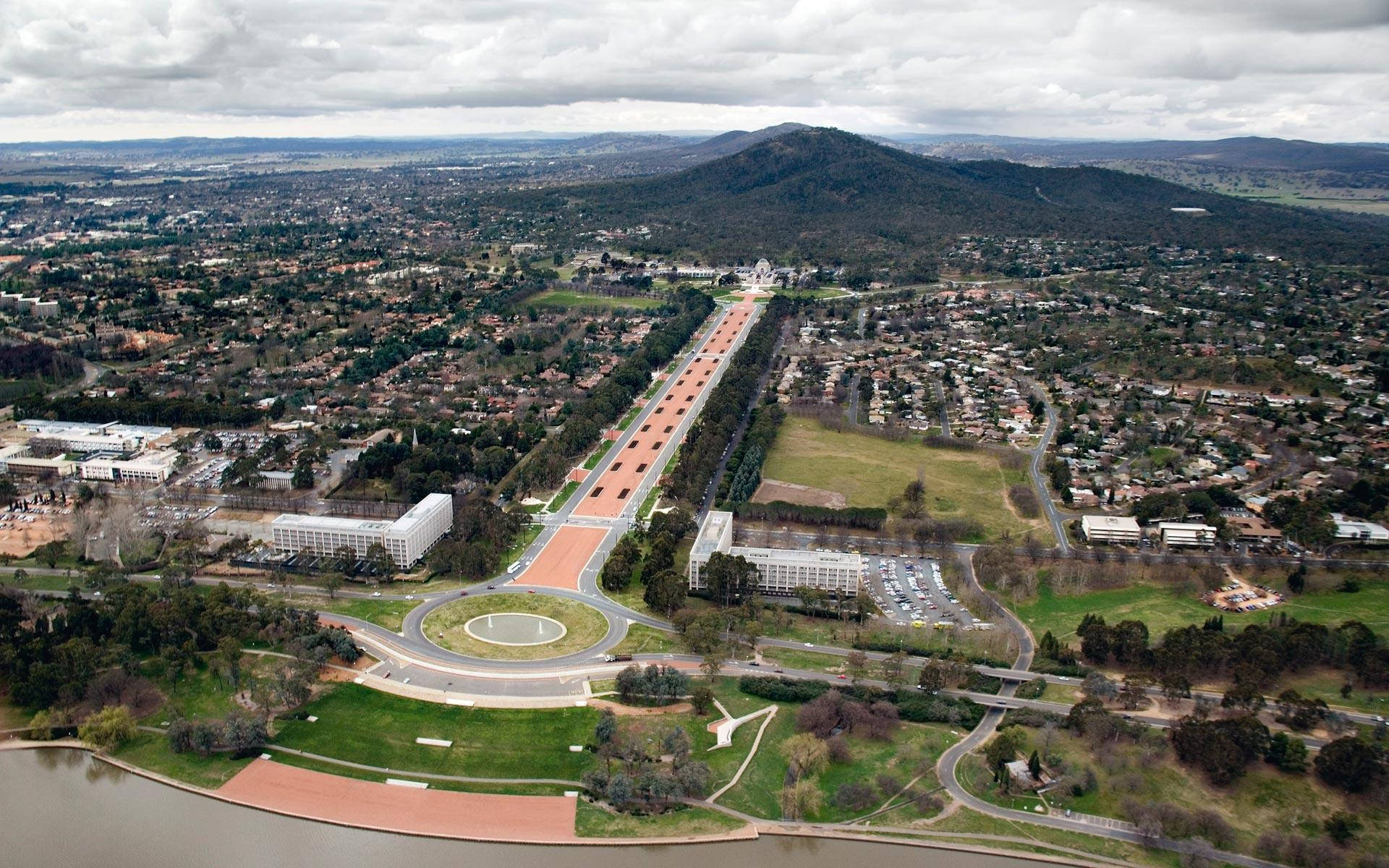 Canberra, city landscape, aerial view, Full HD Desktop Wallpaper