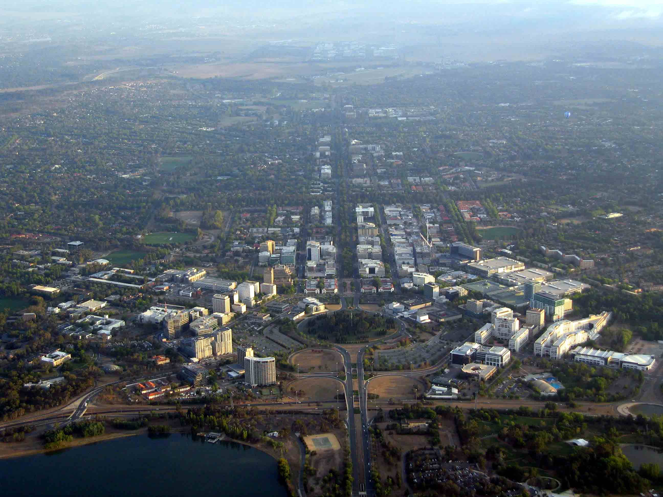 Canberra, city sprawl, aerial view, 2K Desktop Wallpaper