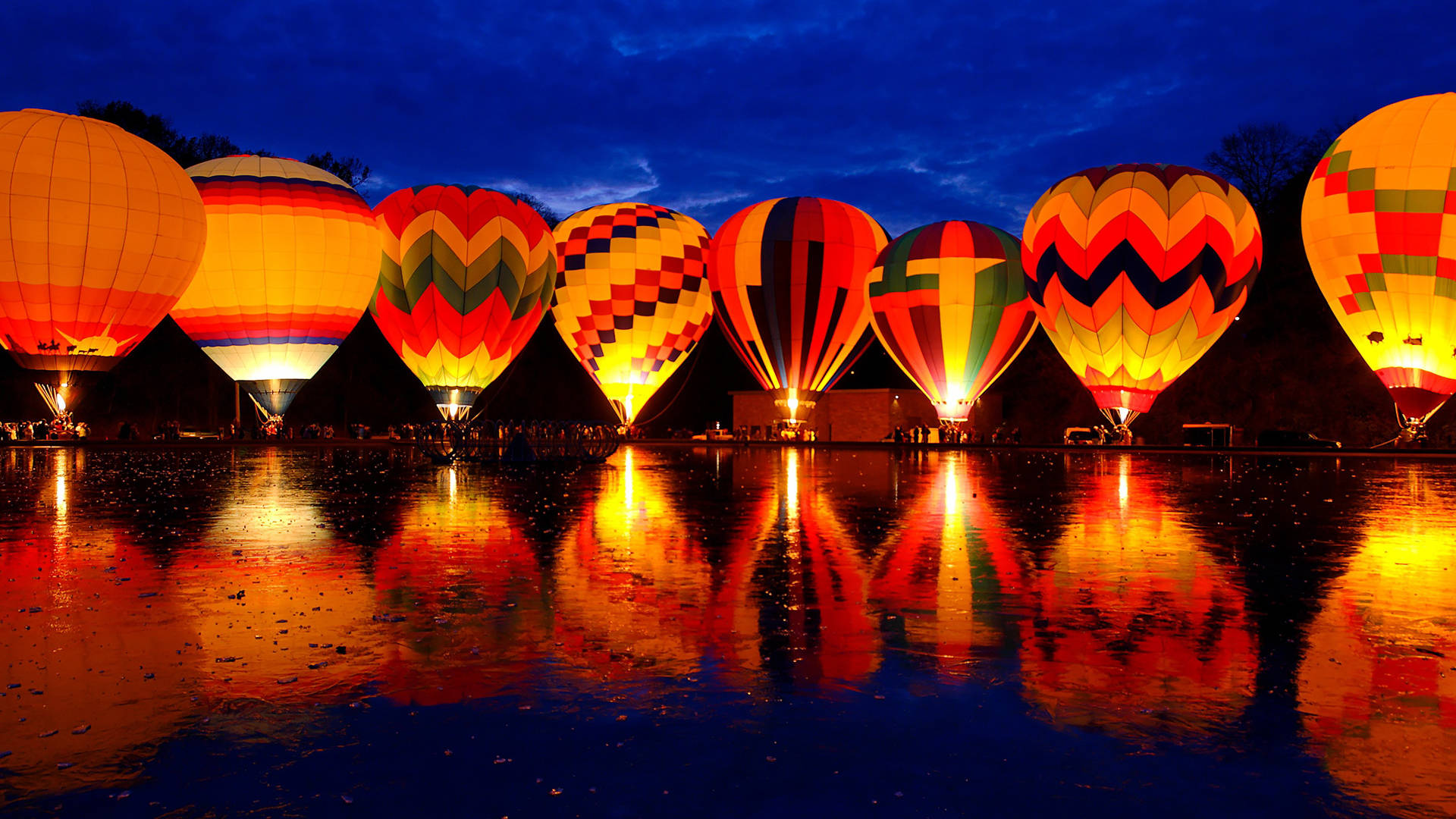 Canberra, gigantic hot air balloons, twilight, Full HD Desktop Wallpaper