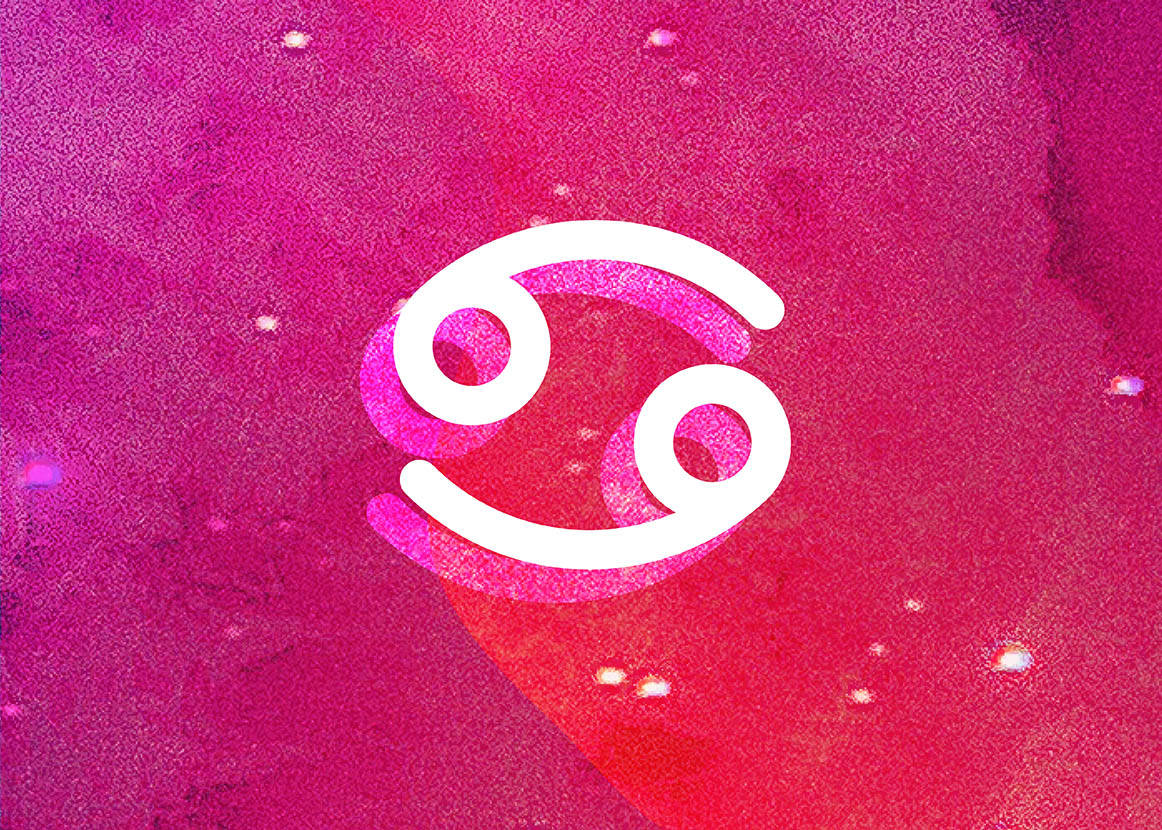 Cancer Aesthetic, white crab zodiac symbol, magenta, SD Desktop Wallpaper