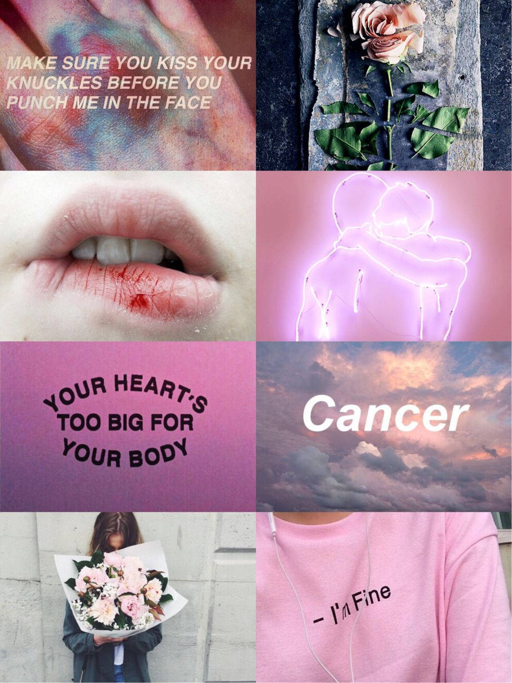 Cancer, Cancer Pink Aesthetic, neon hug, HD Phone Wallpaper