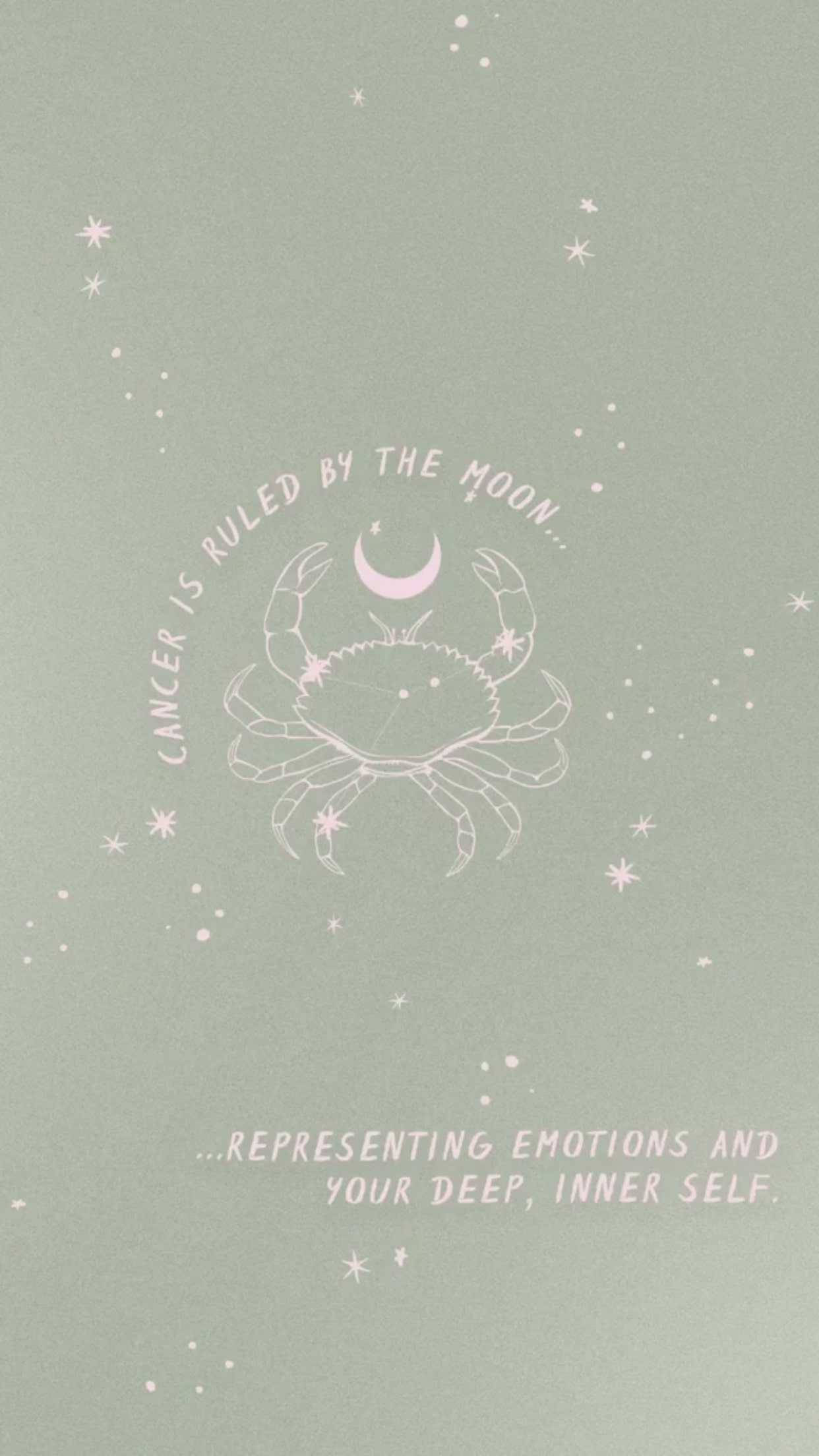Cancer Aesthetic, pastel green, white crab, Full HD Phone Wallpaper