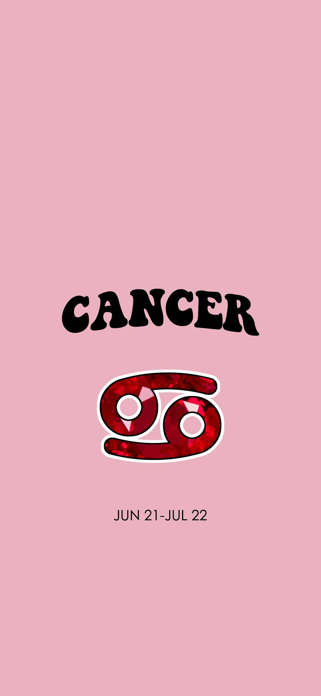 Cancer zodiac sign, pink background, red gemstone texture, Full HD Phone Wallpaper