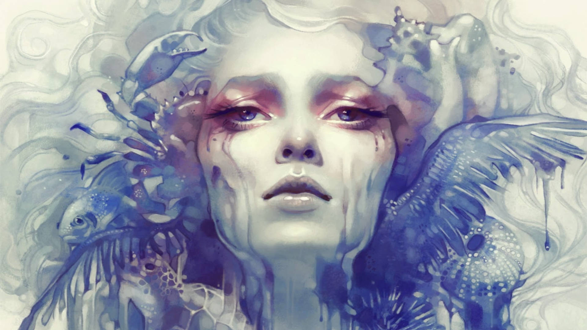 Cancer zodiac woman, Mystical Universe, feminine Cancer zodiac figure, Full HD Desktop Wallpaper