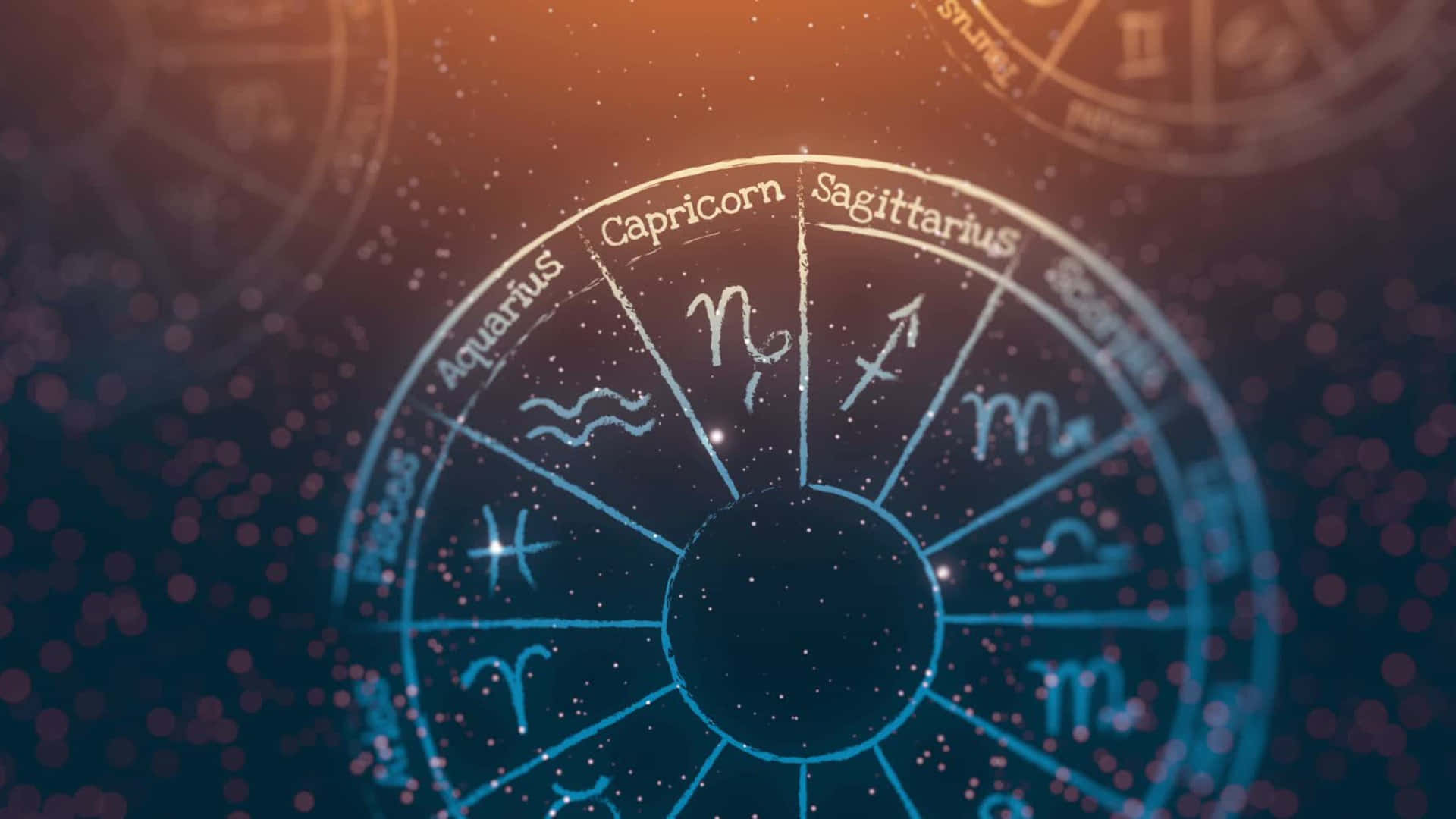 Cancer Zodiac Sign, glowing blue zodiac wheel, constellation symbols, Full HD Desktop Wallpaper