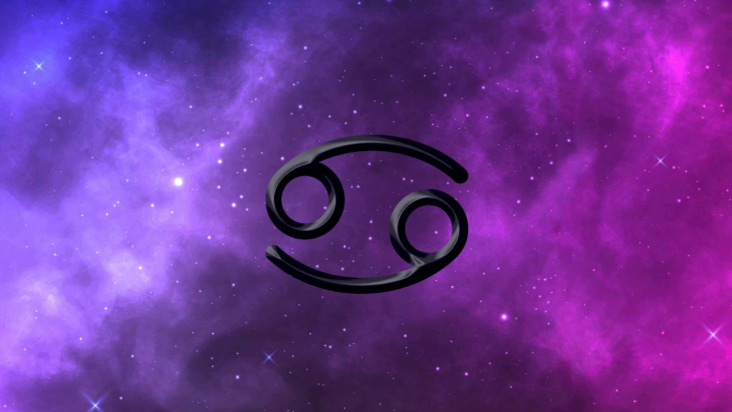 Cancer zodiac sign, vibrant purple, pink cosmic nebula, 2K Desktop Wallpaper