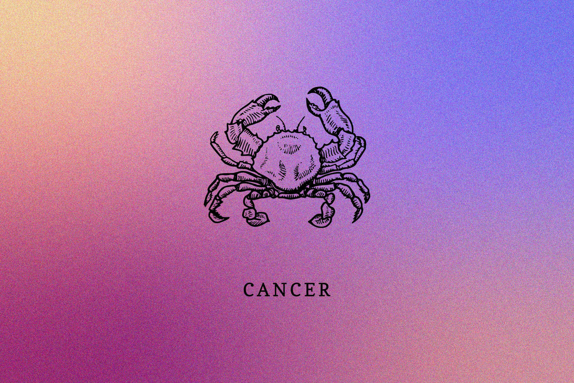 Cancer, black ink crab illustration, soft gradient background, Full HD Desktop Wallpaper