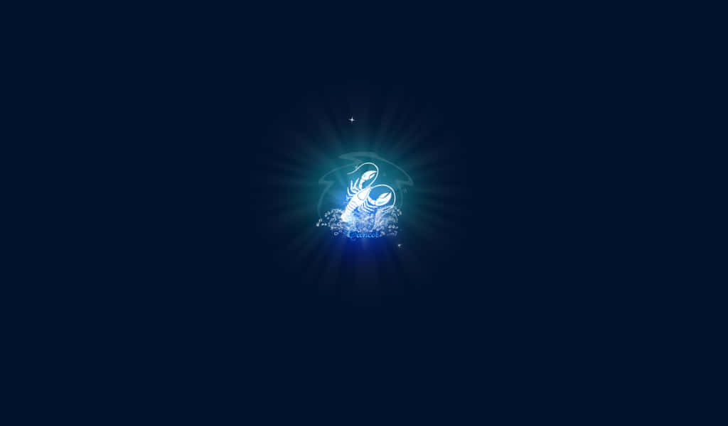 Cancer Zodiac Sign, glowing blue crab constellation, deep navy background, SD Desktop Wallpaper