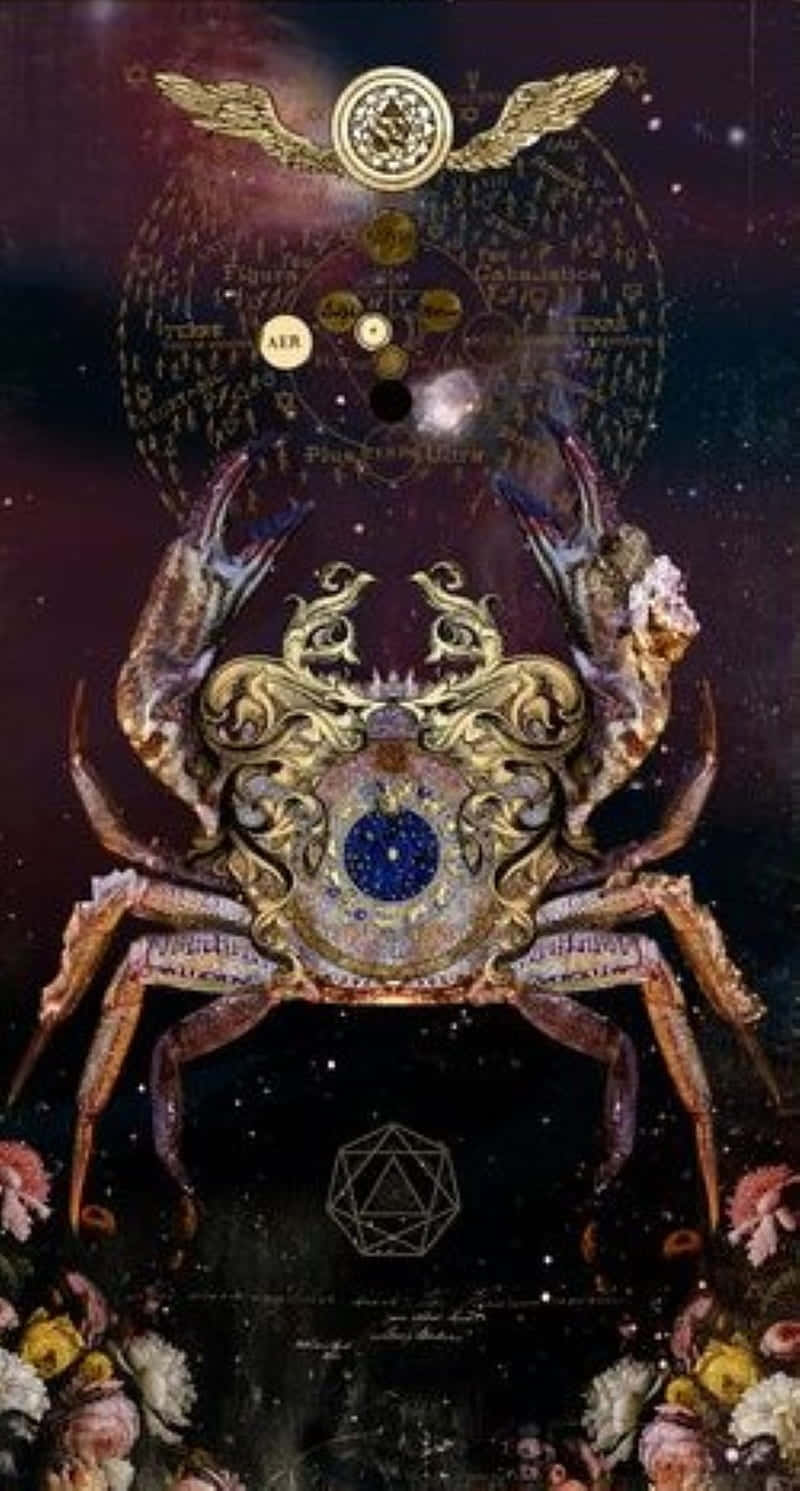 crab, golden armor, celestial symbols, HD Phone Wallpaper