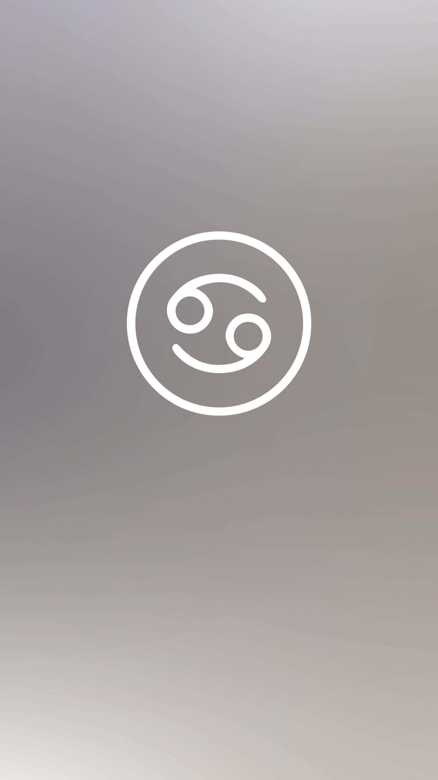 Cancer Zodiac Sign, white crab symbol, soft gradient gray background, 2K Phone Wallpaper