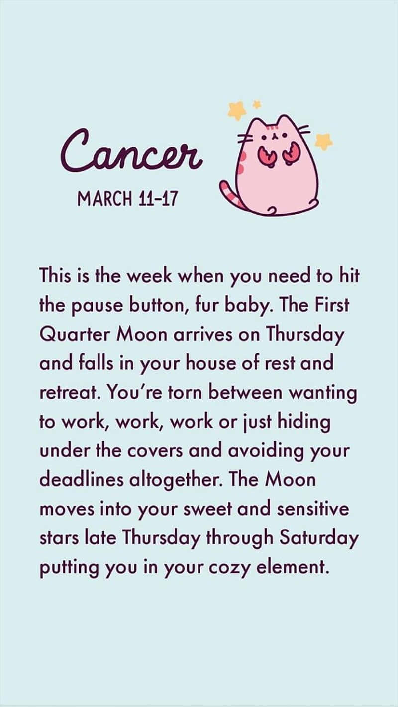 Cancer zodiac sign, pink cartoon cat, heart-shaped cheeks, HD Phone Wallpaper