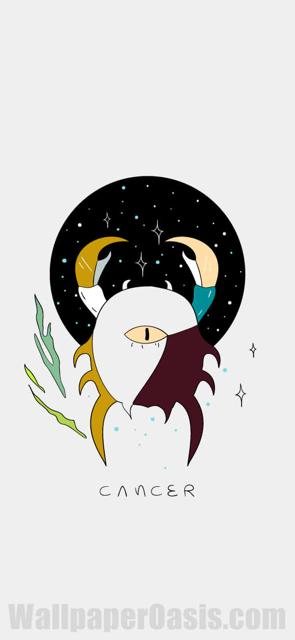 cancer zodiac sign, crab, starry crescent horns, HD Phone Wallpaper