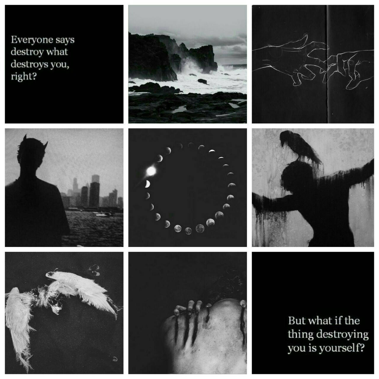 Cancer Aesthetic, moon alignment, black collage, HD Desktop Wallpaper