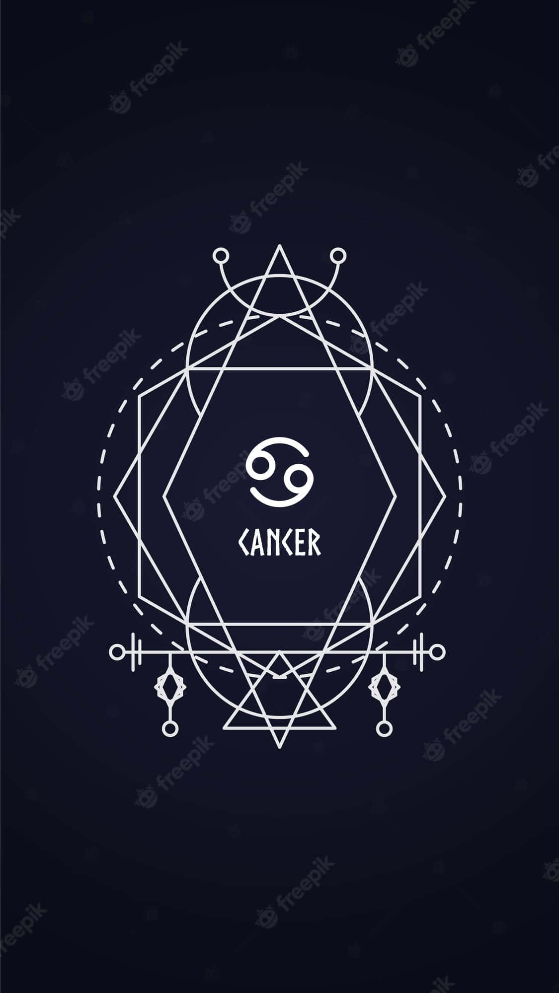 Cancer zodiac sign, white line art, geometric shapes, Full HD Phone Wallpaper