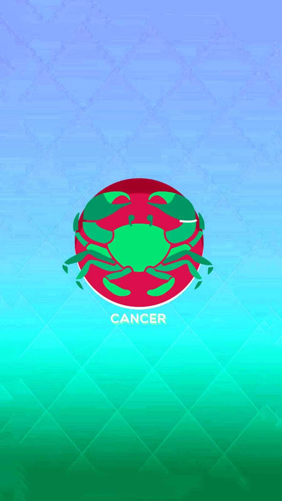Cancer Zodiac Sign, green crab icon, gradient blue to teal background, HD Phone Wallpaper