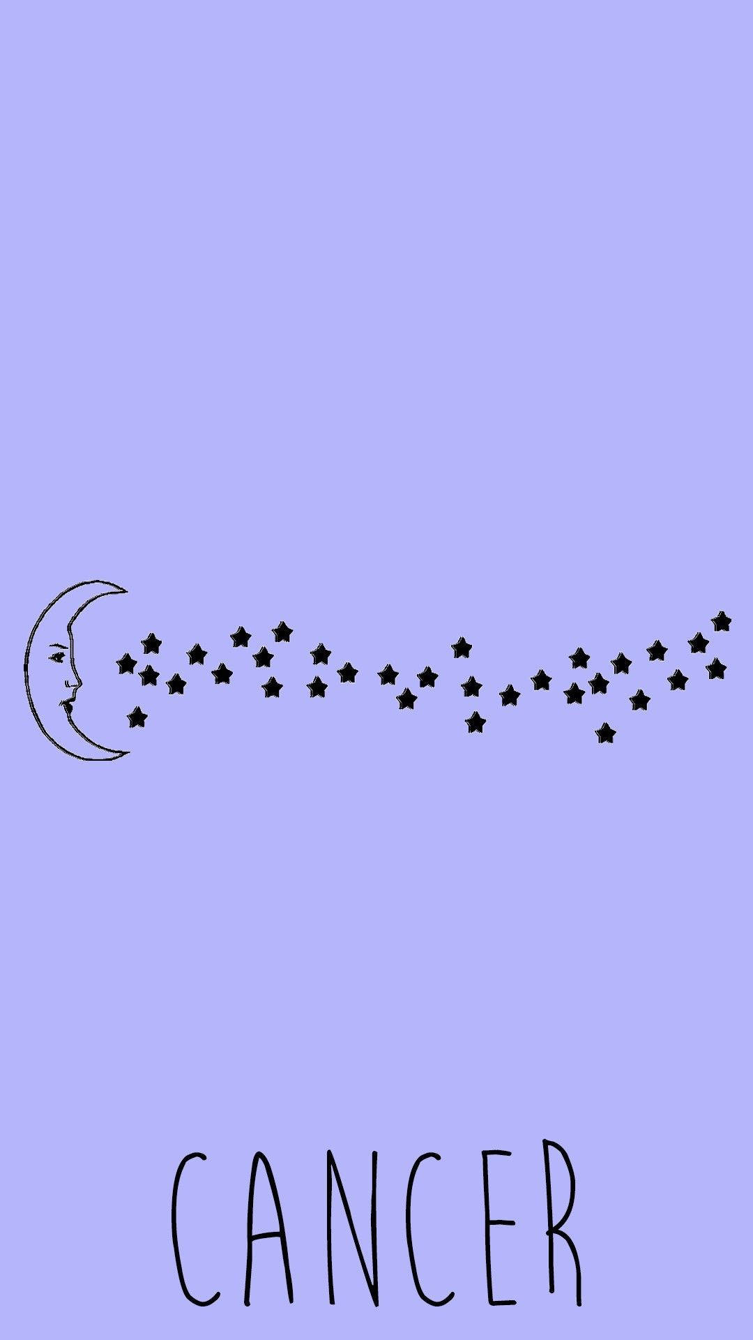 cancer zodiac, crescent moon, stars, Full HD Phone Wallpaper