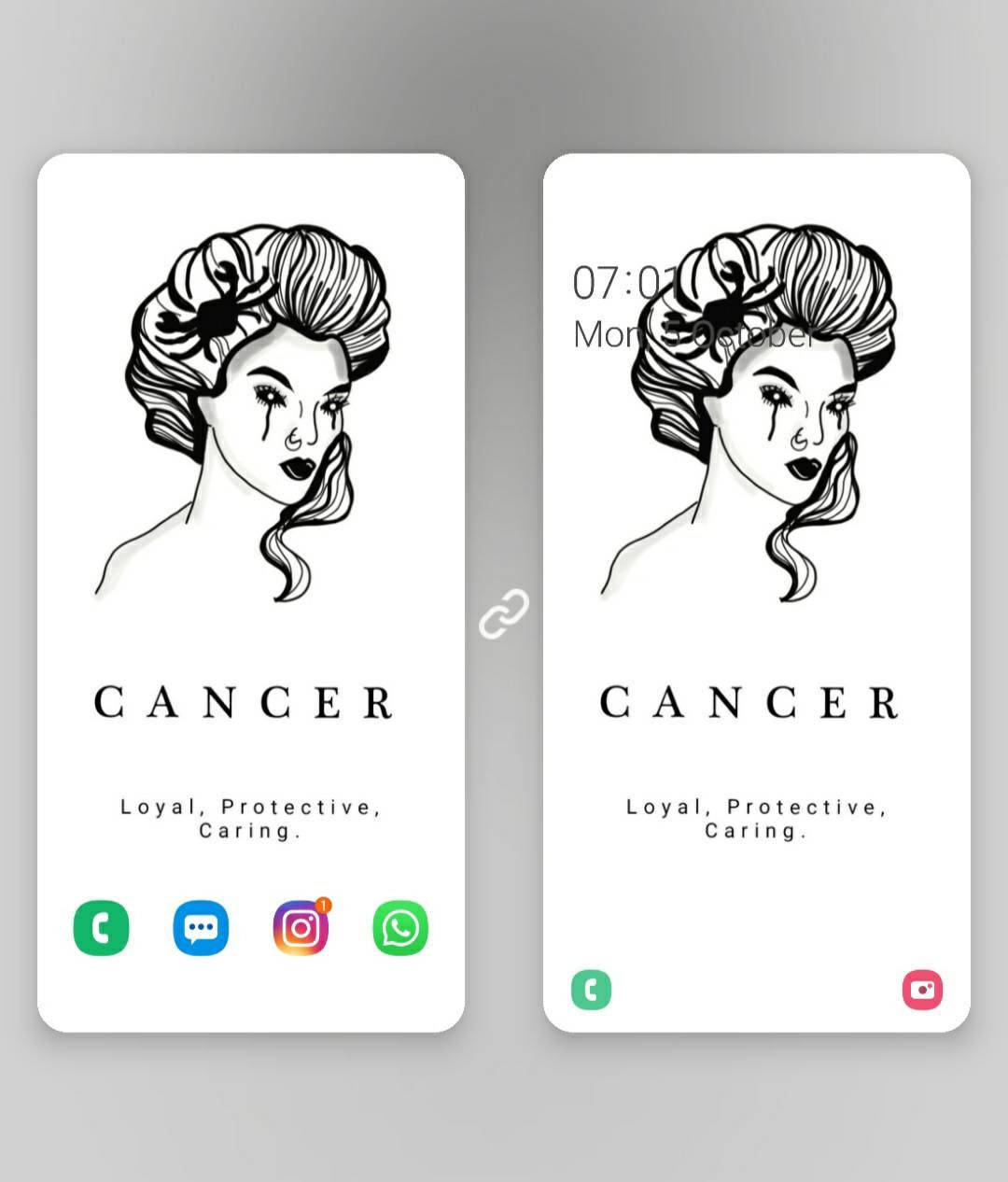 Cancer Zodiac, black and white line-art illustration, crying woman, SD Phone Wallpaper