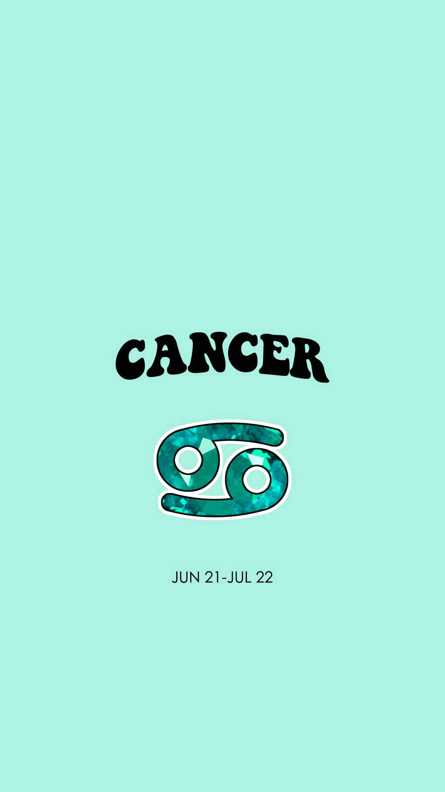 Cancer Zodiac, mint, turquoise background, 2K Phone Wallpaper