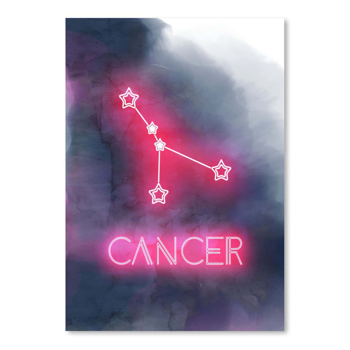 Cancer zodiac sign, neon pink, constellation outline, SD Desktop Wallpaper