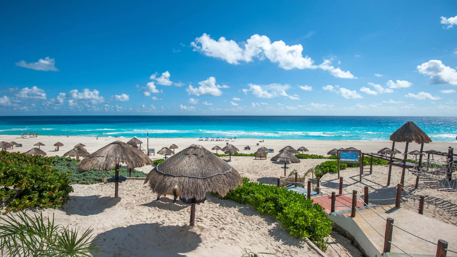 Cancun, Mexico, turquoise ocean, white sand, Full HD Desktop Wallpaper