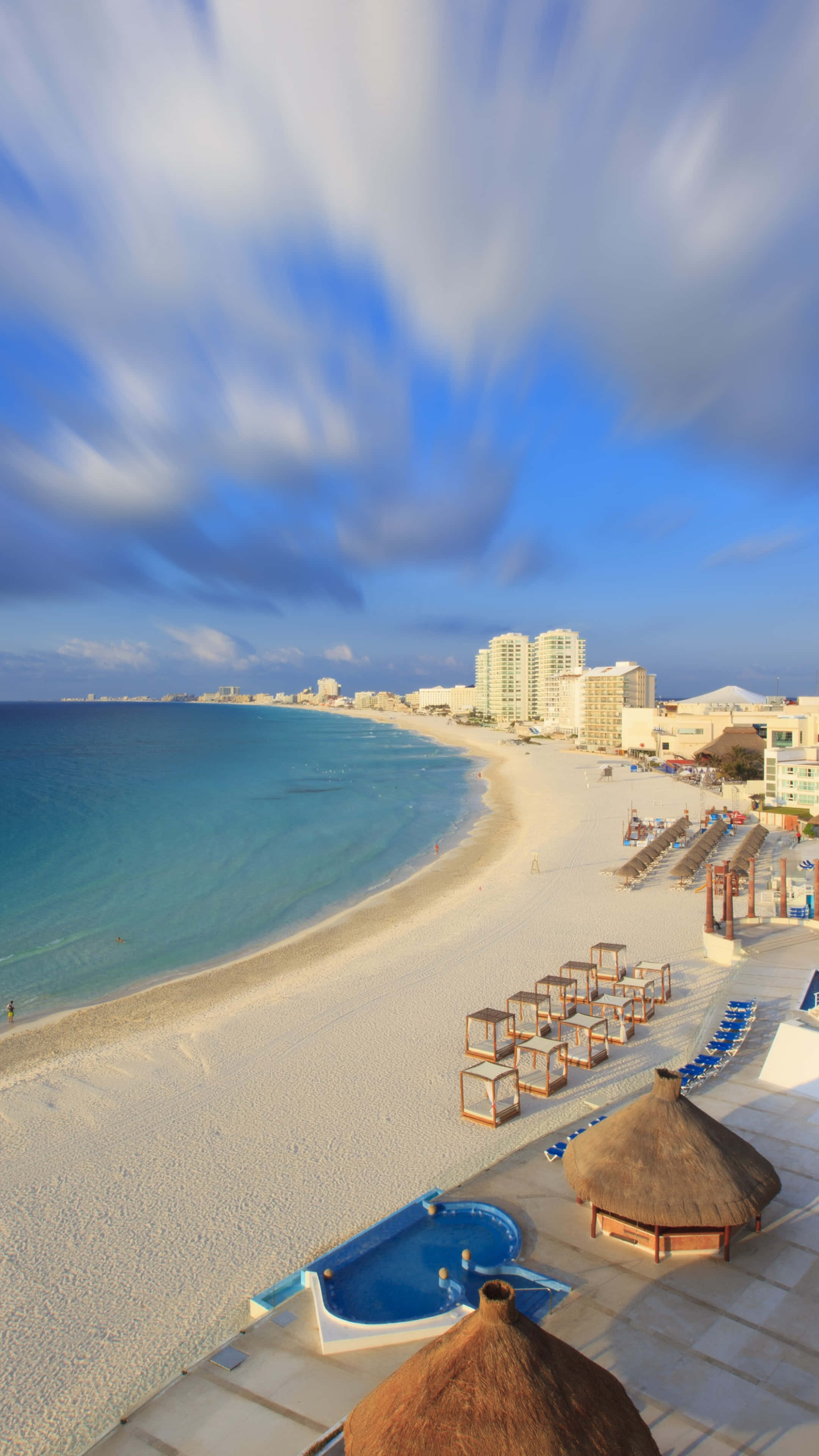 Cancun Mexico, turquoise waters, white sand, 4K Phone Wallpaper