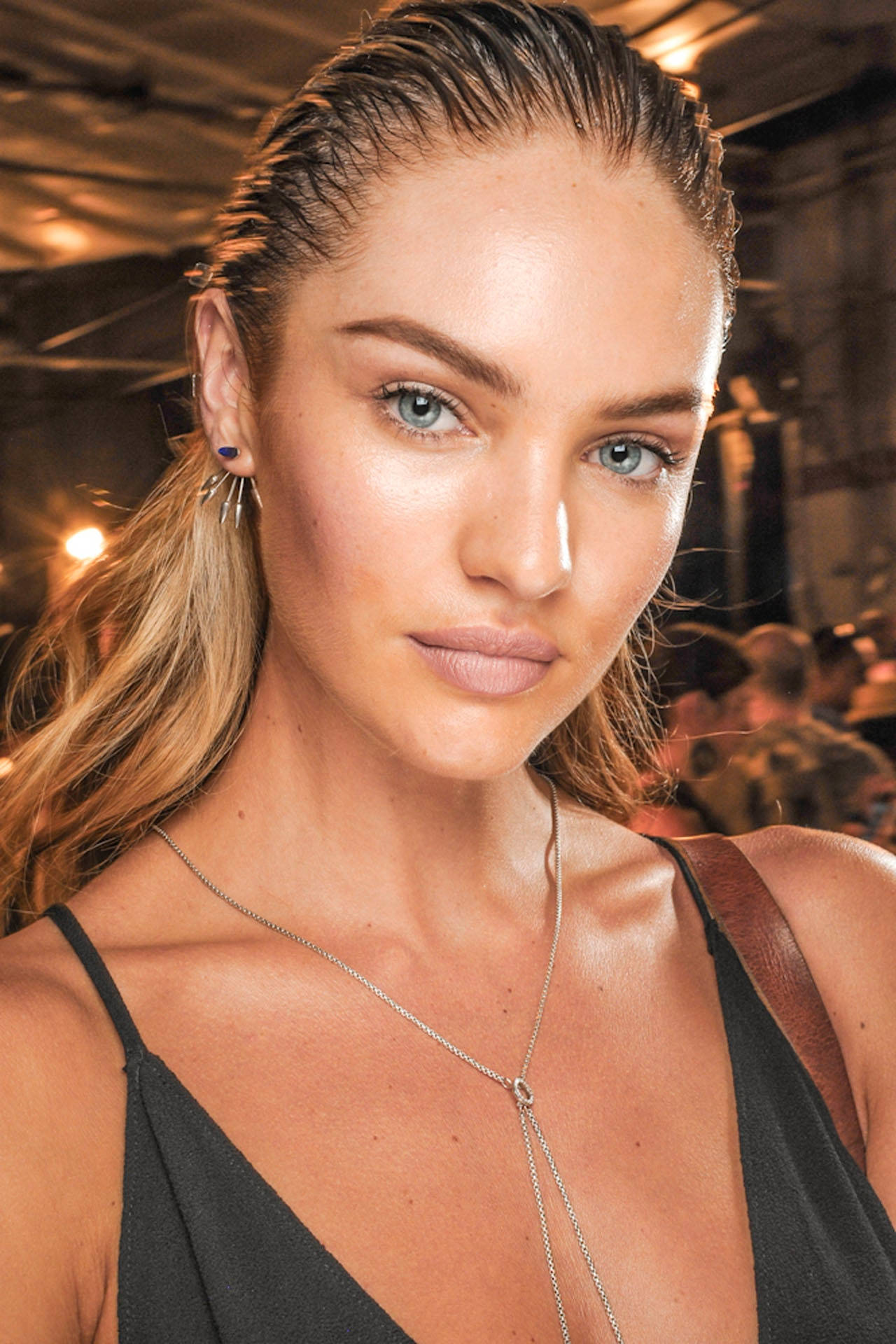 Candice Swanepoel, evening party, black top, Full HD Phone Wallpaper