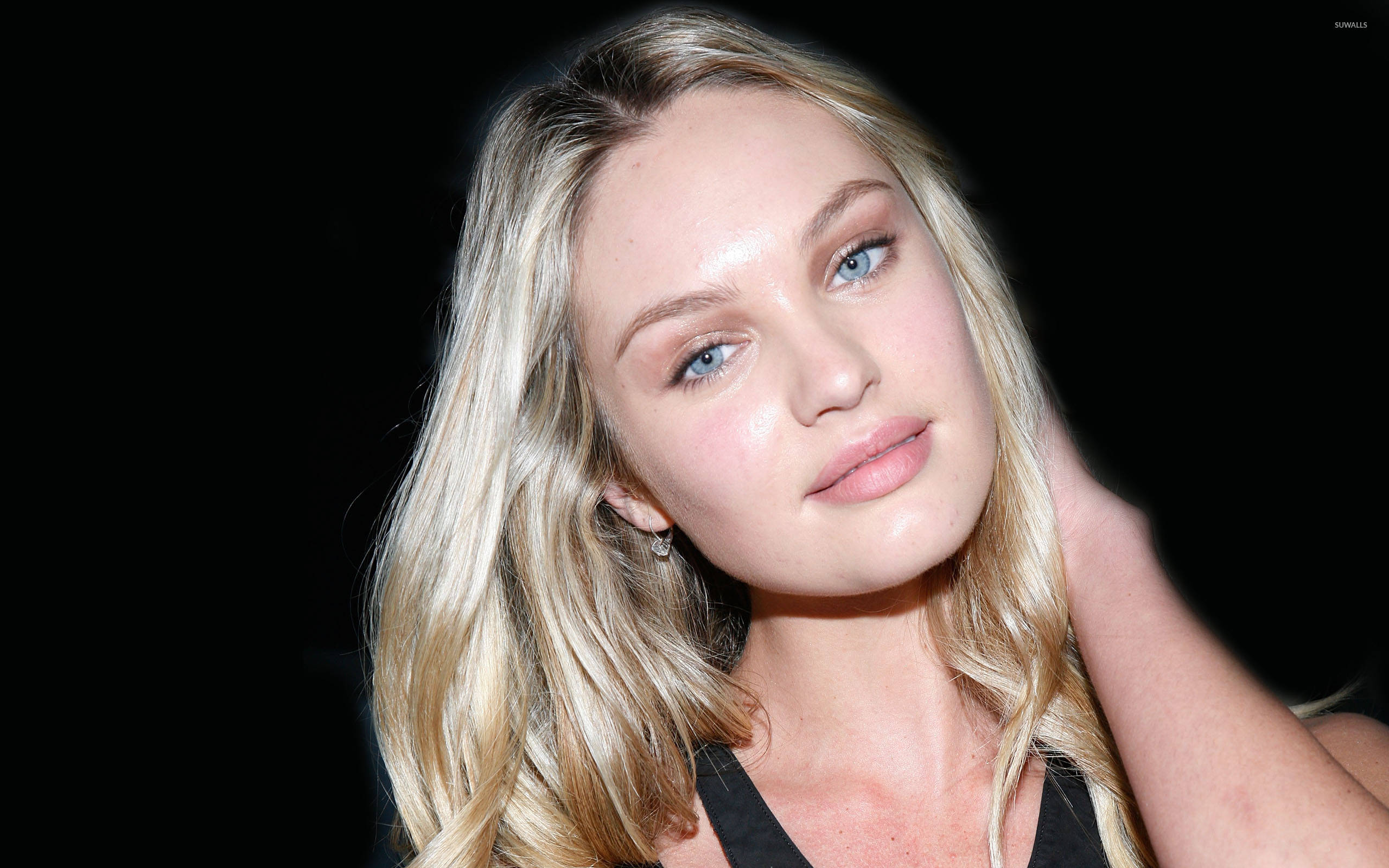 Candice Swanepoel, blonde woman, blue eyes, 2K Desktop Wallpaper