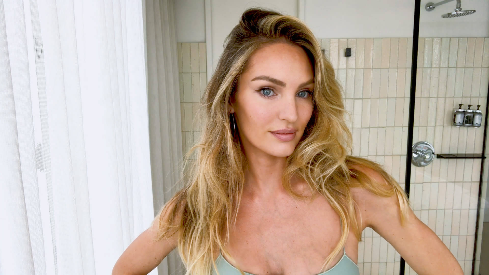 Candice Swanepoel, blonde hair, blue eyes, Full HD Desktop Wallpaper