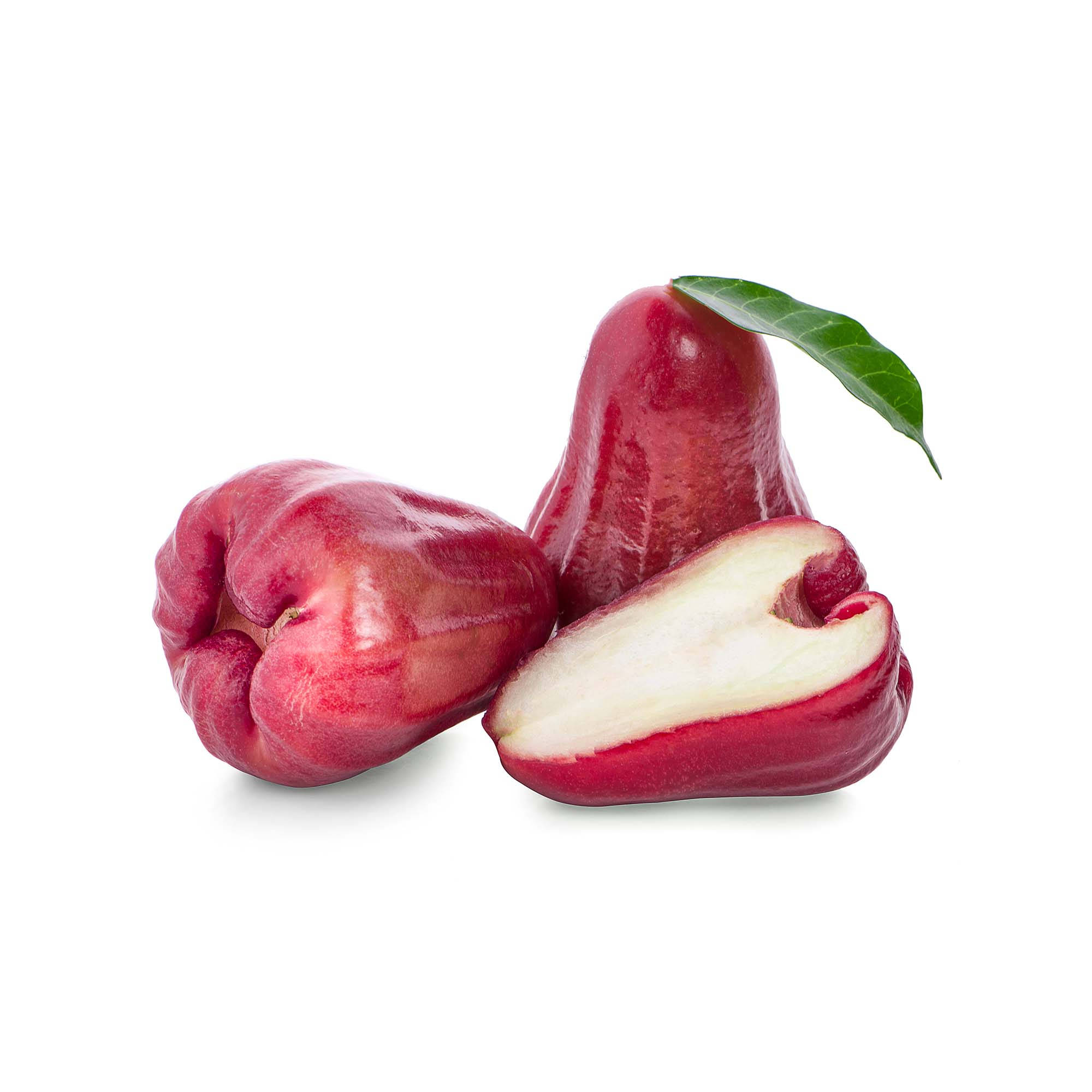 Three Red Rose Apples, glossy red skin, creamy white flesh, Full HD Desktop Wallpaper