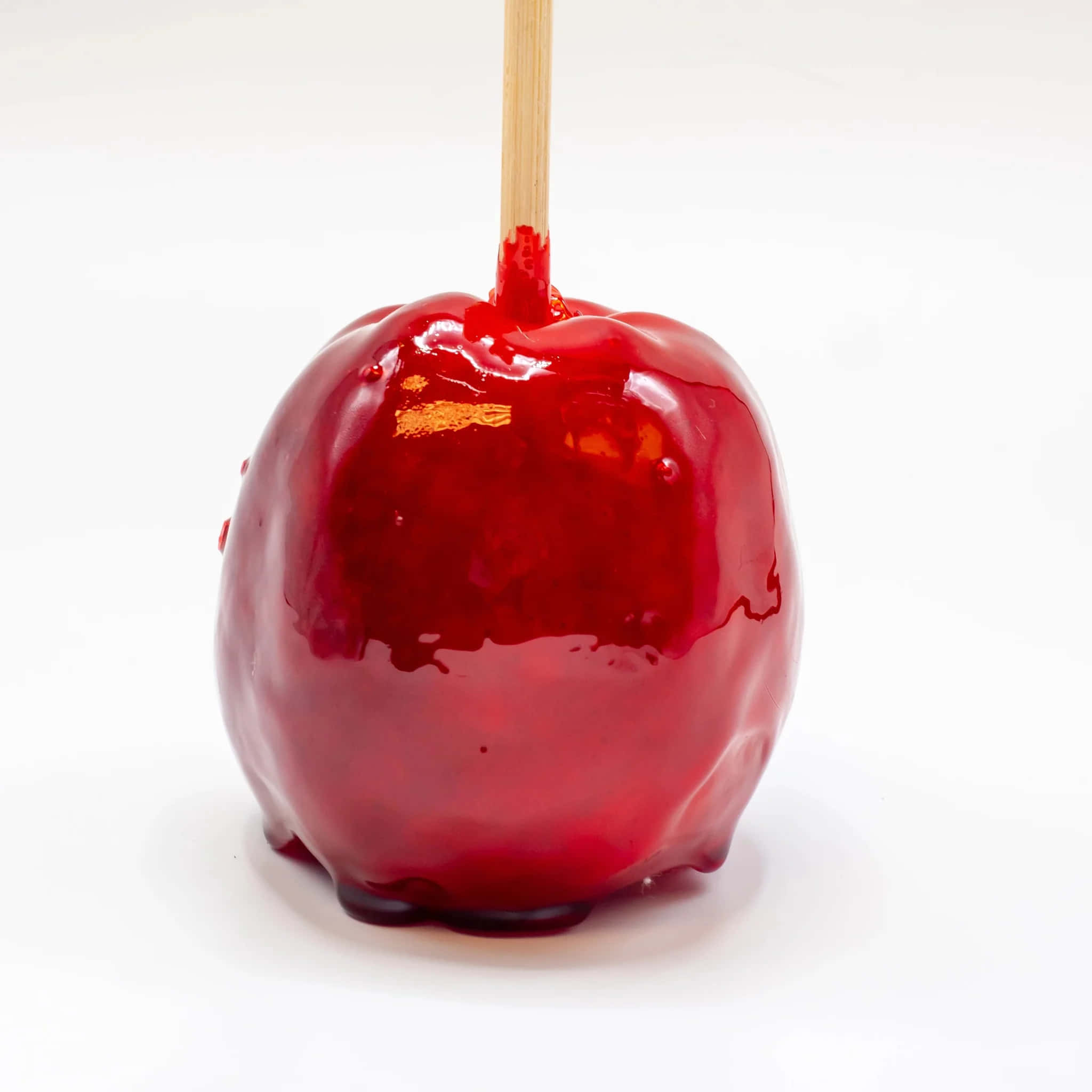Candy Apples, glossy red, wooden stick, Full HD Desktop Wallpaper