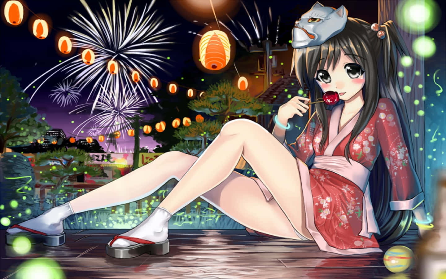 Candy Apples, red floral kimono, cherry blossom candy, HD Desktop Wallpaper