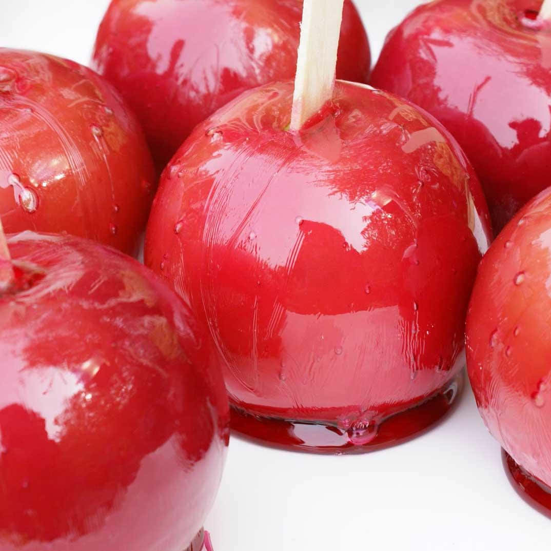 Candy Apples, glossy red, syrup droplets, SD Desktop Wallpaper